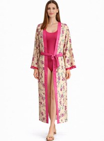 Resim SUGULL Beli Kemerli Uzun Kimono 