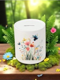 Resim Çiçek Baskılı 3'lü Seramik Kumbara 