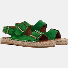 Resim Mary Kadın Yeşil Gerçek Süet Deri Espadril Sandalet Yeşil 