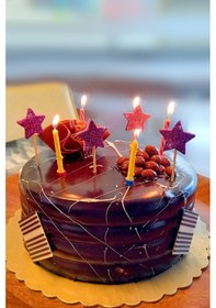 Resim Pudra-Mor Çift Taraflı Yıldız Simli Eva Kürdan Cupcake Toppers Cupcake Çubuğu 12'li 