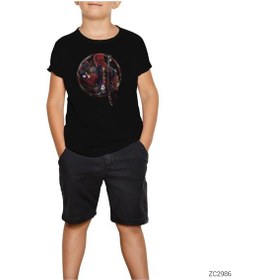 Resim Deadpool Distorted Siyah Çocuk Tişört Siyah 
