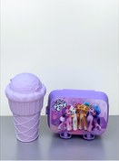Resim SANALTİCARETİM My Little Pony 4 Bölmeli Beslenme Kutusu Dondurma Şeklinde 500 ml Matara 