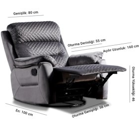 Resim Niron Amber TV Koltuğu Multi Fonksiyonel Baba Koltuğu Sallanan Dönen ve Yatan Koltuk Yumuşak Tuşeli Özel Kumaş Kehribar 