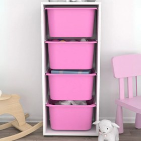 Resim Cara 4 Derin Sepetli Çok Amaçlı Oyuncak Dolabı Pembe 