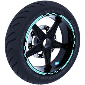 Resim Moto GP Yarış Bayraklı Nane Yeşili Jant Şeridi Sticker Çınar Extreme 
