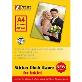 Resim Zprint Epson Yazıcılar Için Yapışkanlı Sticker Fotoğraf Kağıdı A4 20 Yaprak 200 Gram 