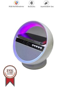 Resim Torima Beyaz G5 Rainbow Işıklı Kablosuz Şarj Özellikli Bluetooth Hoparlör 