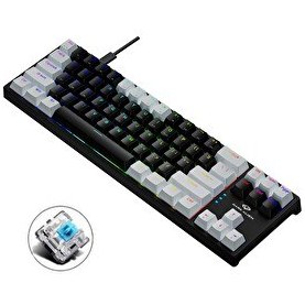 Resim Valkyrie Dark Alien K710 71 Tuş Mavi Tuş Type-C 2 Kademe Yükseklik Blue Switch RGB Mekanik Gaming Klavye Beyaz Siyah 