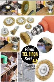 Resim Munico Matkap için Tel Kap Fırçası, Kaba Kıvrımlı Karbon Çelik Tel Fırça Seti Boya ve Pası Çıkarmak 6 Parça 