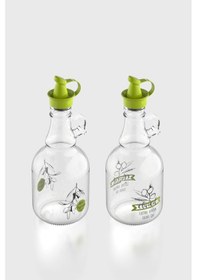 Resim Renga Urla Desenli 500 Ml Yeşil Kapaklı 2'li Cam Yağlık Seti 152076 Yeşil 