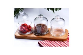 Resim Feyza Design Ahşap Standlı Kahvaltılık Cam Saklama Kabı, Şık ve Pratik Tasarım 