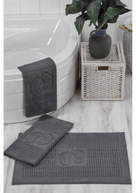 Resim 3 Lü Banyo Ayak Havlusu &amp 37 100 Pamuklu 50x70 Cm Antrasit Çok Renkli 