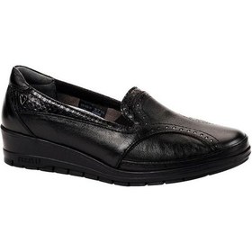 Resim Forelli 25109 Mimoza-H Siyah Kadın Comfort Deri Ayakkabı Mat Siyah 