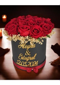 Resim Eden Silindir Kutu Yapay Söz Nişan Kız İsteme Çiçeği 