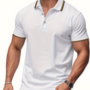 Resim Erkekler için Nefes Alabilen Kısa Kollu Polo Gömlek - Siyah Renkli ve Turuncu Detaylı, Nefes Alabilen Kumaş, Normal Beden, Golf, Tenis ve Açık Hava Aktiviteleri için Rahat Yaz Üstü, Golf Gömleği, Ter Dirençli 