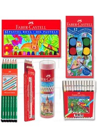 Resim Faber Castell 6 Parça Set Okul Kırtasiye Kuru Sulu Boya Kalem 