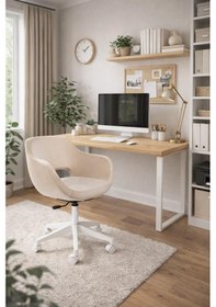 Resim Ciervo Beyaz Ayaklı Çalışma Sandalyesi Bej 