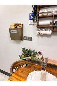 Resim RWL Galvanizli Metal Dergilik & Ekmeklik–Dekoratif Duvar Organizeri | Haki Renk | 37x27x16 cm 