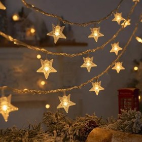 Resim Coverzone 3 metre Led Işıklı 20'li Yıldız Işık Zinciri Dekoratif Pilli Aydınlatma Ev Dekorasyonu Süsleme Salon Oda Merdiven Balkon Süslemeleri için Yılbaşı Eğlence Doğum Günlerine Özel Aydınlatma 