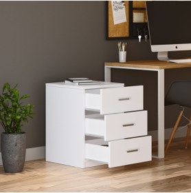 Resim L'occi Concept Diego C Ofis 3 Çekmece Keson Etajer Beyaz 