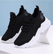 Resim Kadınlar İçin Moda File Nefes Alabilen Tenis Ayakkabıları Bağcıklı Koşu Ayakkabıları Hafif Atletik Ayakkabılar Kadınlar İçin Spor Ayakkabılar Siyah 