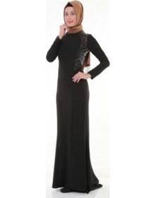 Resim Nidya Moda Büyük Beden Elbise-4048Ps Siyah 