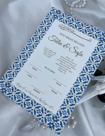 Resim Çini Desenli Dini Nikah Belgesi 