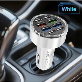 Resim Brightnova G56 White Yüksek Güçlü 8 İn1 Çok Portlu Araç Şarj Cihazı Qc3 0 Ve Pd İle Çoklu Koruma Özellikleri Tüm Cihazlarınız İçin Süper Hızlı Şarj 