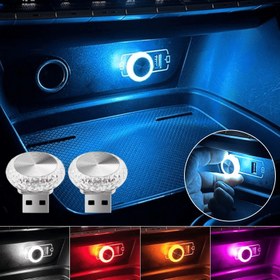 Resim 2 Adet Araç USB Ortam Aydınlatması, Mini Boyutlu LED Dekoratif Lambalar, Ev ve Otomobil İç Aksesuarları 