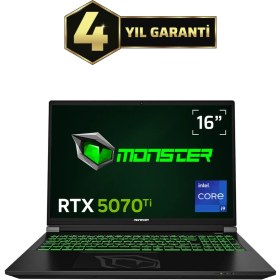 Resim Monster Tulpar T6 V3.7.2 Intel Core i9 13900HX 32 GB RAM 1 TB SSD 12 GB RTX 5070 Ti FreeDOS 16" QHD+ 180 Hz Oyun Bilgisayarı 