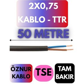 Resim Öznur 2x0,75 Ttr Kablo Metre Seçenekli Siyah - 50 Metre 