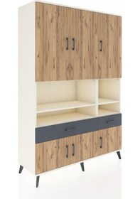 Resim Hyperion Dolap 8 Raflı 2 Çekmeceli 6 Kapaklı 132x44x195 Aytaşı-çam/antrasit Atlas Çam/antrasıt 