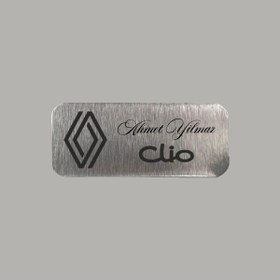 Resim CRF Kişiye Özel Renault Clio Yeni Logolu Metal Etiket 3x7 cm Arkası Yapışkanlı 1 Adet 
