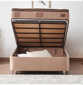 Resim Nironyatak Niron Rama Baza Ve Başlık Seti 120X200 Cm Tek Kişilik Sütlü Kahve 