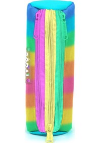 Resim Coral High Kids Renkli Çizgili Üç Bölmeli Kalem Çantası 11173 Sarı - Pembe 