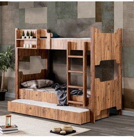 Resim Mdf Profil Ranza , Avrasya Ayrılabilir Ranza , Yavrulu Ranza Ceviz 90 X 190 CM 