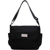 Resim Szypzstore Üst Düzey Dokulu Kanvas Çanta, Tek Omuzlu Çapraz Çanta, Basit Ve Hafif Işe Gidip Gelme Için Çapraz Çanta Ha7cqr Beyaz - Siyah 