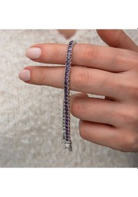 Resim Gümüş Mor Zirkon Taşlı Su Yolu Kadın Bileklik Gümüş - Rose Gold 
