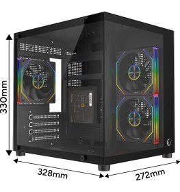 Resim Rampage Lumıd 750W 80 Plus Bronze M-Atx Temperli Camlı 3*12CM Argb Fan Siyah Oyuncu Kasası 