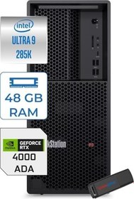 Resim Lenovo Thinkstation P3 Tower Gen2 Intel Core Ultra 9 285K 48GB 1tb SSD 20GB/RTX4000 750W Platinum Windows 11 Pro Masaüsüt Iş Istasyonu 30HT006QTRP18 + Zettausb 