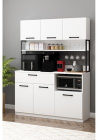 Resim Ervin Kahve Köşesi 3 Kapaklı Airfry Kiler Dolabı Çok Amaçlı Erzak Dolabı Beyaz Beyaz 