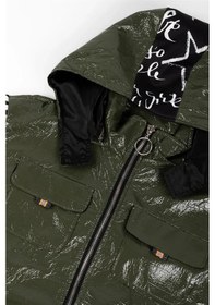 Resim Adisia Kadın Yeşil Kolları Siyah Yazılı Yağmurluk Yeşil 