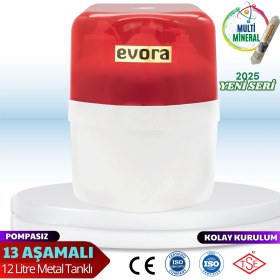 Resim Evora 13 Aşamalı 12 Lt Kapalı Şeffaf Kasa Pompasız Su Arıtma Cihazı 