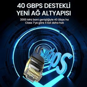 Resim VegGieg CAT8 40Gbps 2000Mhz STP RJ45 Ethernet Kablosu 1.5 Metre 