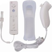 Resim Kepang Beyaz-Kablosuz Gamepad Uzaktan Kumanda + Nunchuck 2 In 1 Nintendo Wii Denetleyici Joystick Silikon Kılıf (Yurt Dışından) 