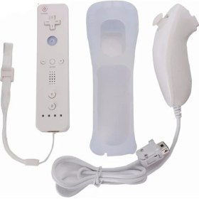 Resim Kepang Beyaz-Kablosuz Gamepad Uzaktan Kumanda + Nunchuck 2 In 1 Nintendo Wii Denetleyici Joystick Silikon Kılıf (Yurt Dışından) 