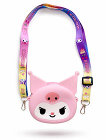 Resim shop Kız Çocuk Sanrio Kuromi Figürlü Çıkartılabilir Ayarlanabilir Askı Silikon Pembe Çapraz Çanta Cüzdan 