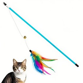 Resim Etkileşimli Kedi Tüy Oyuncak - Çok Renkli Gökkuşağı Kuyruğu ve Esnek Kayış, Bütün Kedi Irkları İçin Güvenli Plastik Yelpaze, İç Mekan/Oynama için Hafif Av Aksesuarı, Şiddetlenmiş Av Enstürktörlerini Uyarır (Hayvan Dostu, Çınlayıcılık), Kedi Oyun Çubuğı,Kedi Aksesuarları,Kedi Asası 