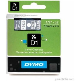 Resim Dymo D1 Şeffaf/Beyaz Yedek Şerit 12Mm X 7Mt 45020 