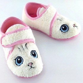Resim Gezer Peluş Çocuk Günlük Kreş Ayakkabısı Panduf Beyaz-kedi 
